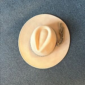 Tan Wide Brim Hat with Braided Band